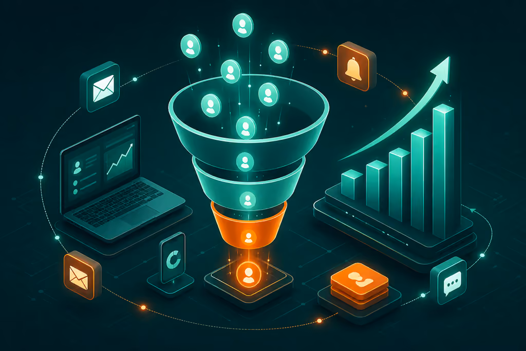 Illustration of a sales & marketing automation system